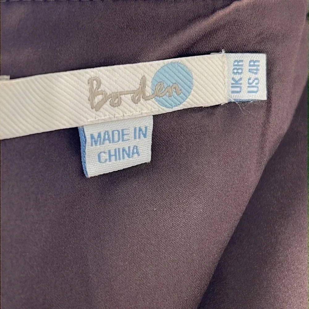 Boden | Brown Circle Embroidered Velvet Pencil Skirt Lined Back Zipper Size 4R - Picture 8 of 10